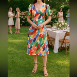 JULIA JORDAN Multicolor Back Tie Dress -Sz. 8